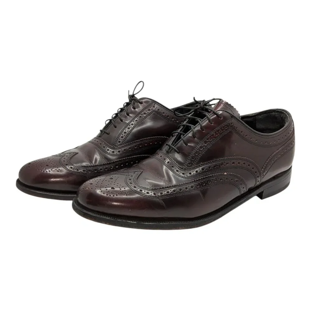 Florsheim Men's Lexington Wingtip Oxford Dress Shoes Burgundy Leather Size 9
